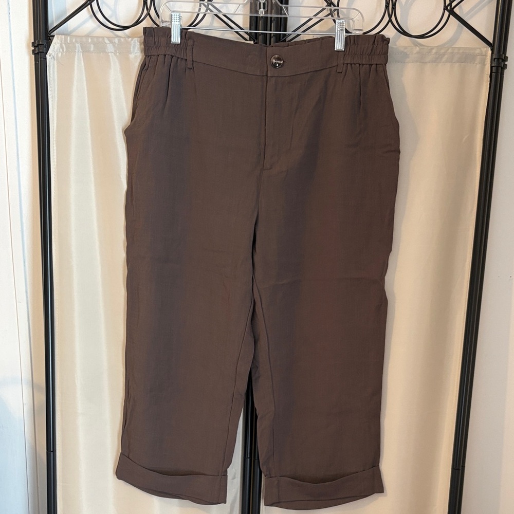 HALARA Brown Elastic Waist Trousers